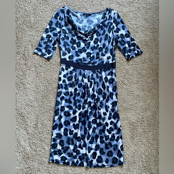 Banana Republic Blue Tone Leopard Print Sheath Dress - Picture 3 of 10